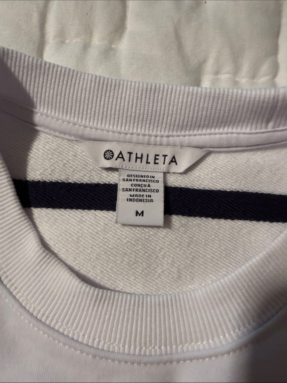 Athleta White and Navy Striped Crew Sweatshirt - Picture 5 of 9